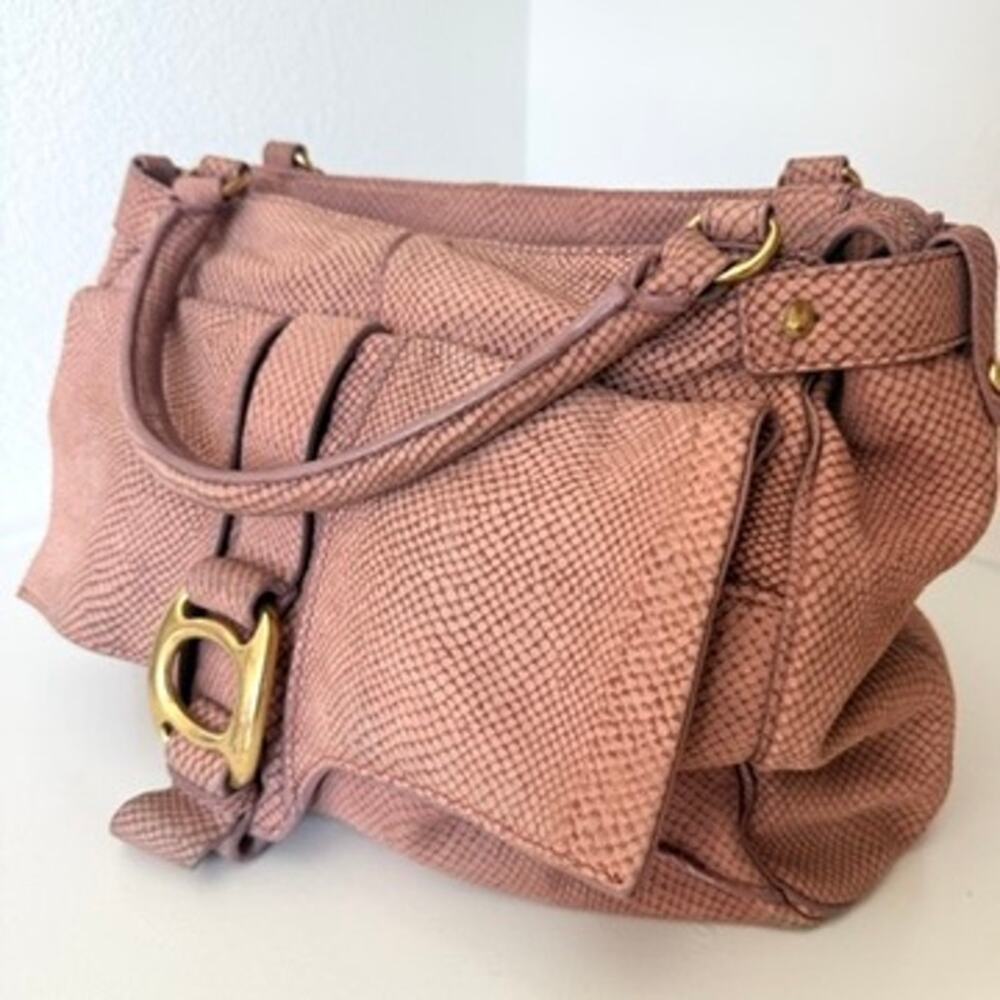 Kooba Blush Python Embossed Leather Shoulder Bag … - image 2